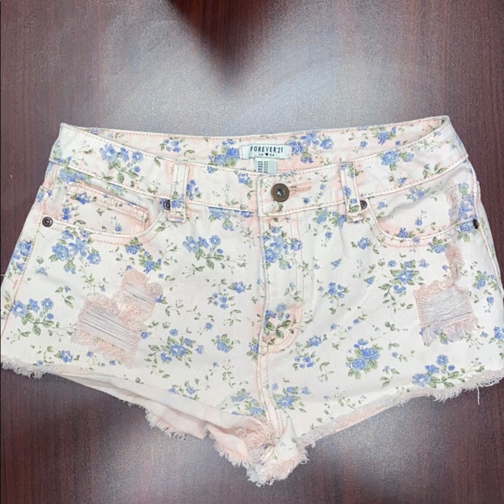 Forever 21 Floral Jean Shorts.